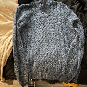 Men's Gray Sweater with Button Collar